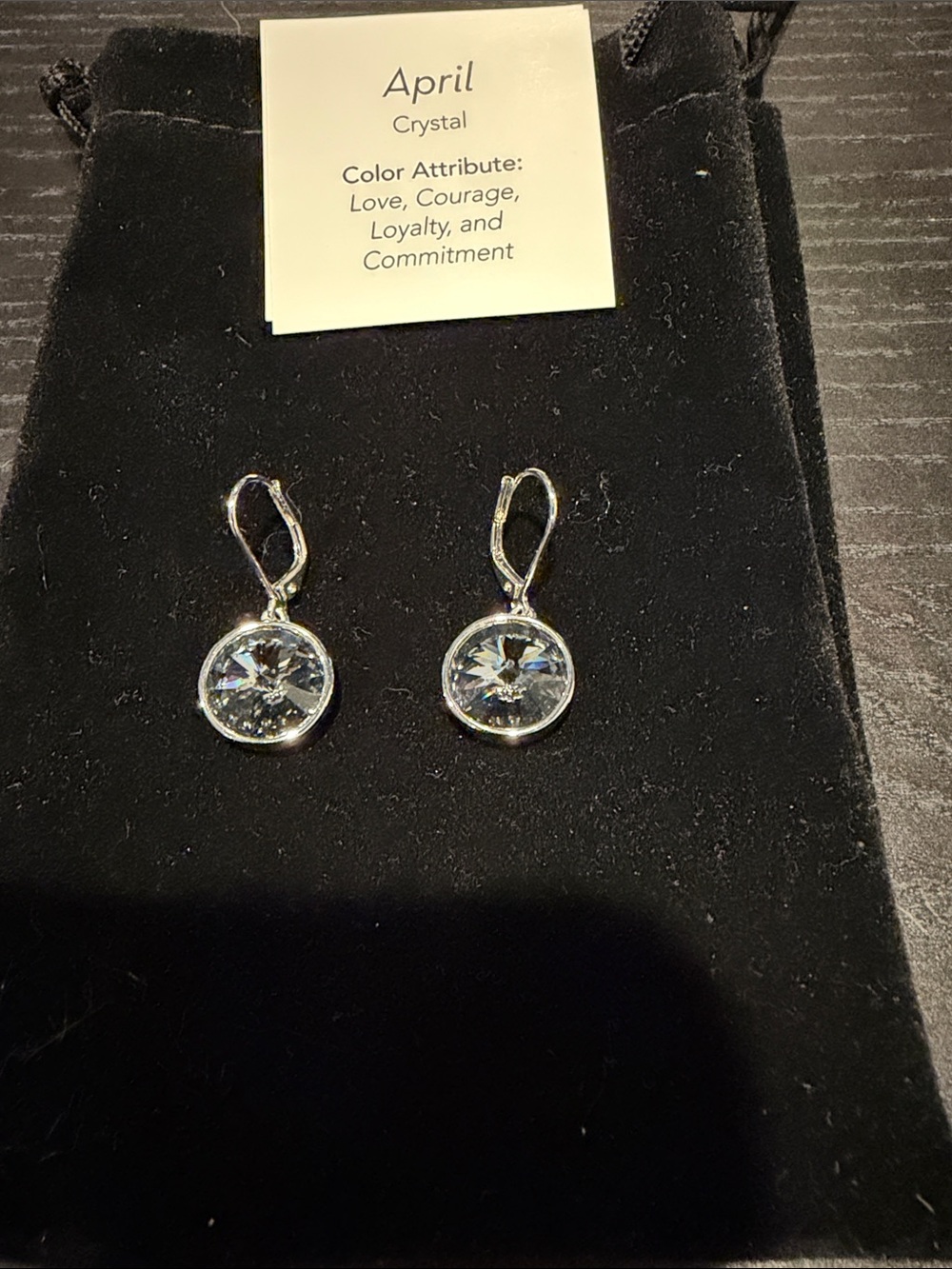 Touchstone Crystal Clear Crystal Drop Earrings in Silver Tone